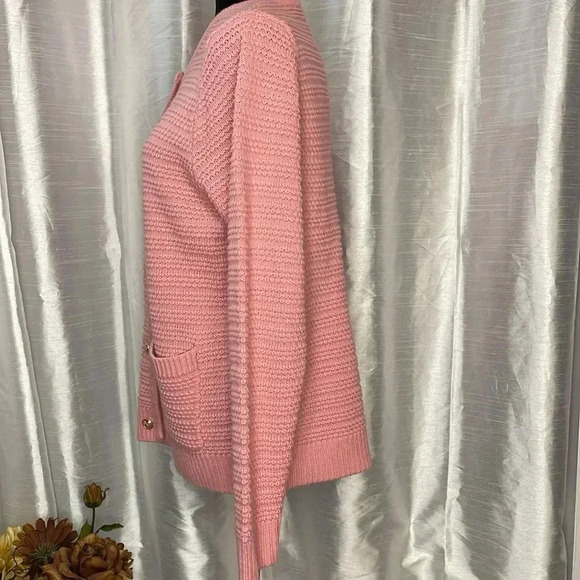 Halife Women’s Large Pink Acrylic Knit Button Up Cardigan Sweater - Picture 4 of 8